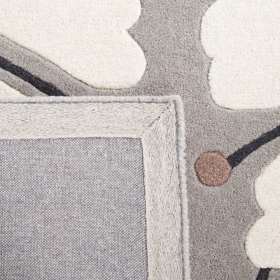 Grey and Ivory Floral Hand-Tufted Wool Area Rug