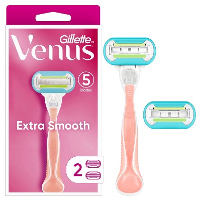 Venus Extra Smooth Pink Women&#39;s Razor + 2 Razor Blade Refills