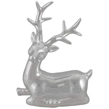 Northlight 10" Metallic Silver Sitting Reindeer Christmas Tabletop Decor