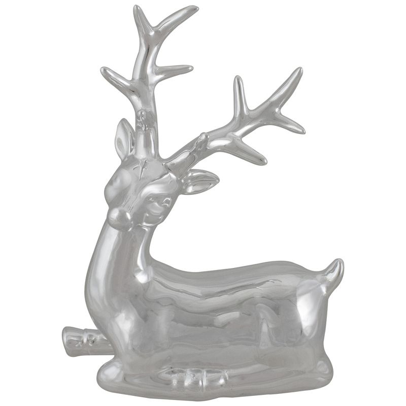 Northlight 10" Metallic Silver Sitting Reindeer Christmas Tabletop Decor, 1 of 5