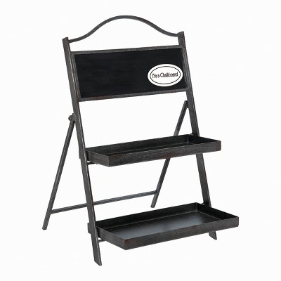 Transpac Metal 19.5 in. Gray Spring Chalkboard Shelf Stand