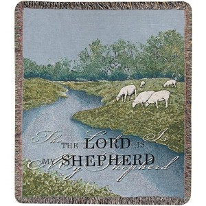 “The Lord Is My Shepherd” Sepia Tapestry Throw – 50×60 inch in Cotton by Manual Woodworkers  and Weavers - 1 of 3