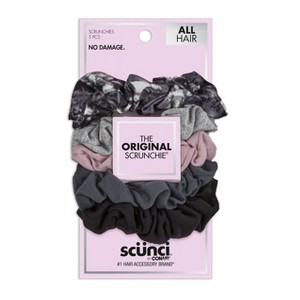 scünci No Damage Scrunchies - Pink/Greys - All Hair - 5pk - 1 of 3