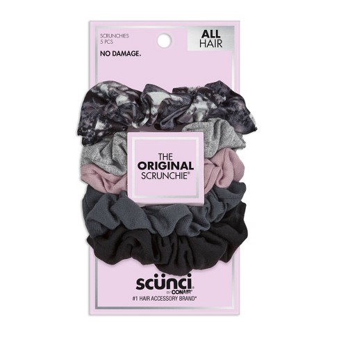 scünci No Damage Scrunchies - Pink/Greys - All Hair - 5pk - image 1 of 3