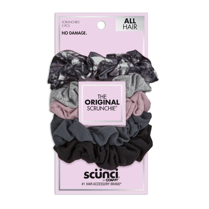 sc&#252;nci No Damage Scrunchies - Pink/Greys - All Hair - 5pk, 1 of 4