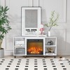 HOMLUX Corner Fireplace TV Stand for TVs up to 55", 4 Open Shelves, Black/Gray/White - 2 of 4