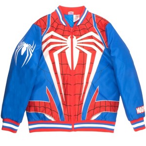 Marvel Spider-Man Boys Lightweight Graphic Varsity Long Sleeve Bomber Jacket - Blue, 8 - 1 of 4