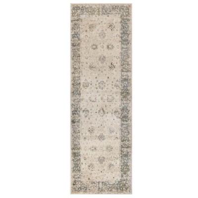 Geometric Damask Modern Farmhouse Indoor Area Rug or Runner by Blue Nile Mills