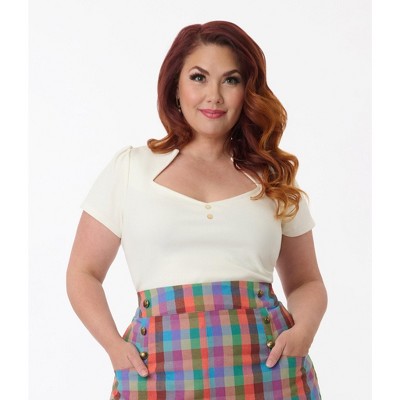 Unique Vintage Women's Plus Pentagon Shape Collar Knit Top