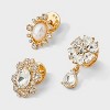 Crystal Cluster Pearl Rhinestone Floral Pin Set 3pc - A New Day™ Gold/Clear - 2 of 2