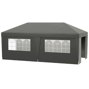 10' x 19.5' Pop Up Canopy Tent Height Adjustable Event Shelter w/ Sidewalls, Leg Weight Bags, Wheeled Carry Bag - 1 of 4