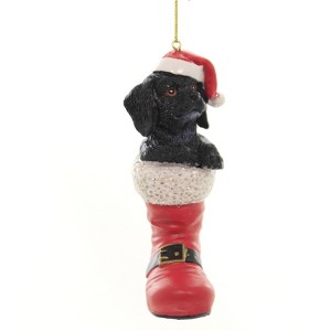 4.5 Inch Dog In Santa Boot English Cocker Spaniel Black - 1 of 3