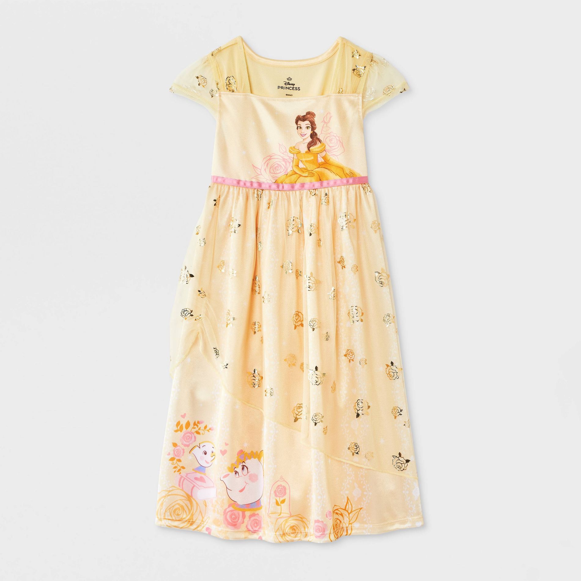Toddler Girls' Disney Princess Belle Fantasy Nightgown - Yellow/Pink