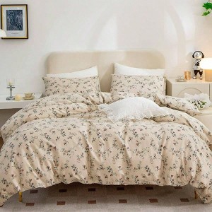 King Size Floral Duvet Cover, 100 Brushed Microfiber 3 - Piece Set, Vintage Garden Style with Zipper Closure - 1 of 4