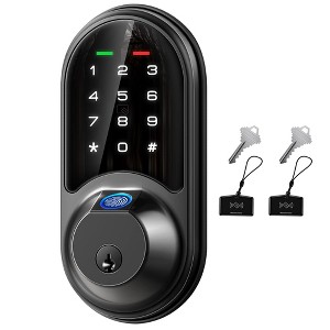 Itopfox Smart Lock, 7-in-1 Keyless Entry with Fingerprint, App Control, Touchscreen Keypad, Electronic Deadbolt for Front Door, Matte Black - 1 of 4