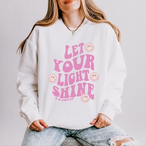Simply Sage Market S.W.Smiley Let Your Light Shine Smiley Face Lightweight Garment Dyed Sweatshirt - 1 of 4