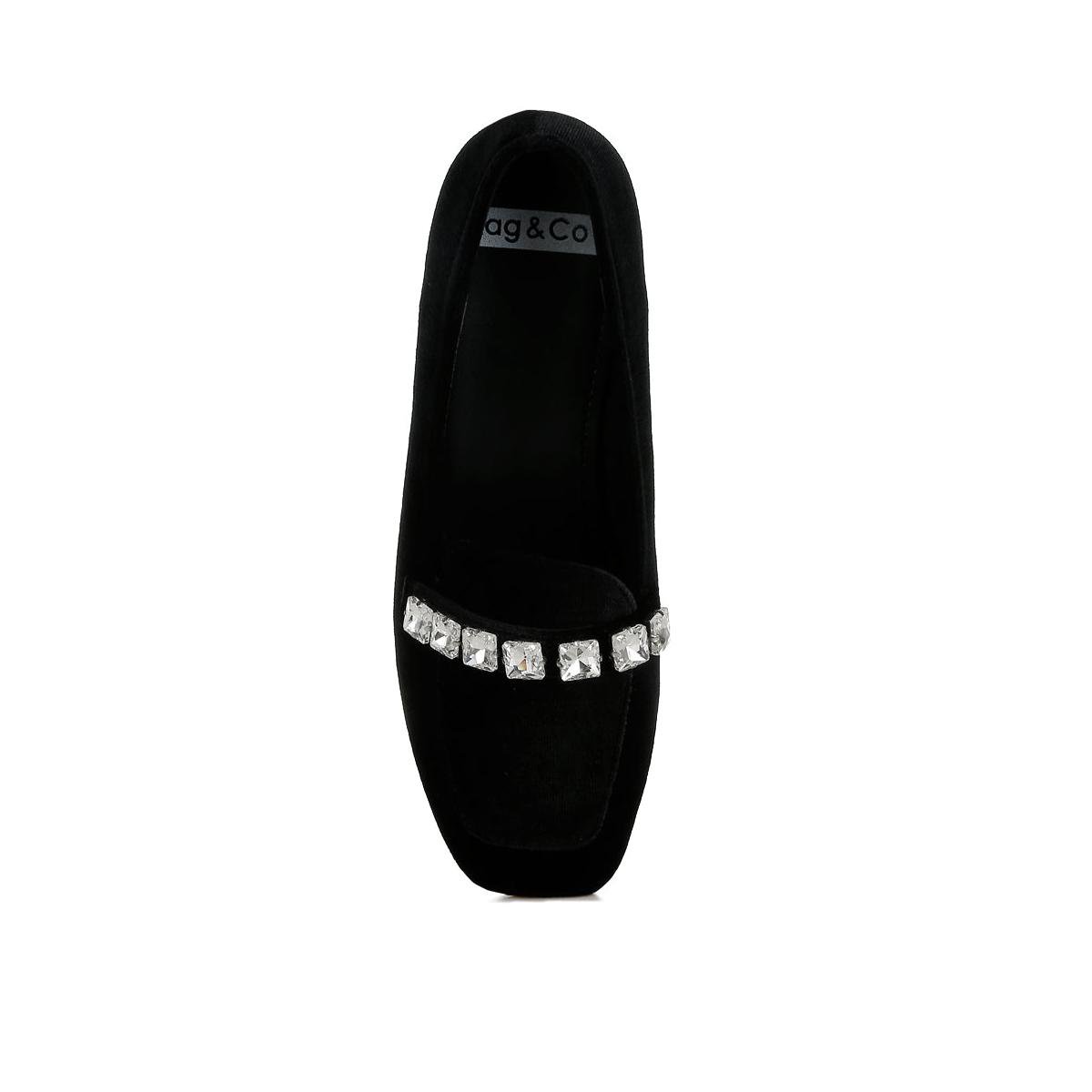 Женские туфли Rag & Co Womens Kyari Velvet Diamante Strap Loafers 6 — фото 4