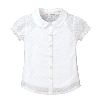 Hope & Henry Girls' Peter Pan Collar Top and Tank 2-Piece Set (White Swiss Dot, 3-6 Months)