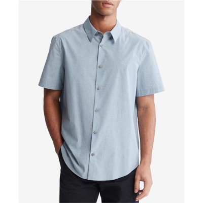 Calvin Klein Mens Stretch Button Up Shirt, Blue, X-Large