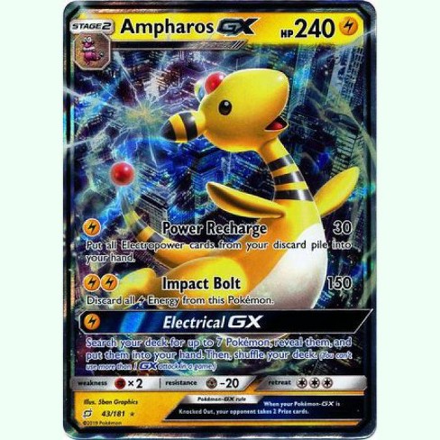 Pokemon Team Up Ultra Rare Holo Ampharos Gx 43