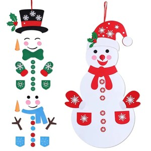 Felt Christmas Snowman Set DIY Felt Christmas Hanging Decorations Kits with 54Pcs Detachable Ornaments Xmas Gift for Toddlers - 1 of 1