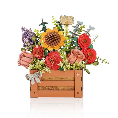 Robotime 3D Puzzles DIY Model Building Kit Bonsai Flower Basket for Christmas, Valentine's Day Gifts for Women, Multicolored, 3.74"*3.23"*6.5"