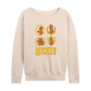 Women's - Wicked - Dorthy And Friends Logo Lightweight French Terry Wide Neck Long Sleeve Graphic Shirt - 1 of 4
