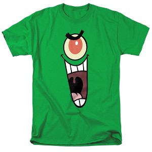 Spongebob Plankton Sinister Face Adult T-Shirt Kelly Green - 1 of 4