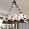 LNC Laius 8-Light 30" Black and Wood Mordern Farmhouse Rectangle Chandelier,with 8 Froested Glass Shade - 2 of 4