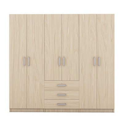 NicBex 68.00"H Armoire Wardrobe Closet Storage Cabinet with 6 Doors & Shelves & 3 Drawers for Bedroom