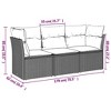 vidaXL Patio Sofa Set with Cushions - Outdoor Garden Lounge Furniture 3 Piece Set - PE Rattan, Black, Blue - 3 of 4