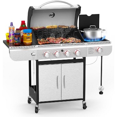 R.W. FLAME 42,000 BTU Propane BBQ Gas Grill – Enamel Grates, Removable Grease Tray, Perfect for Outdoor Cooking, Camping, Backyard, Patio & Deck
