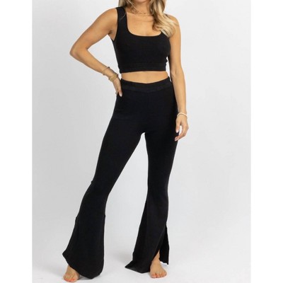 Women's STRETCH SLIT FLARE PANT SET - LULUNICO