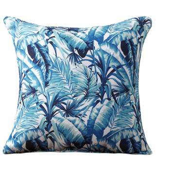 Kate Aurora 2 Piece Blue Tropical Floral Indoor/Outdoor Oversized & Overfilled Zippered Throw Pillow - 20" X 20"