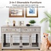 58 Inch Dog Crate Furniture, 5 Doors Wooden Dog Kennel End Table with 2 Drawers, Openable Divider, 2 Room Crate for Large/Medium/Small Dog - 4 of 4