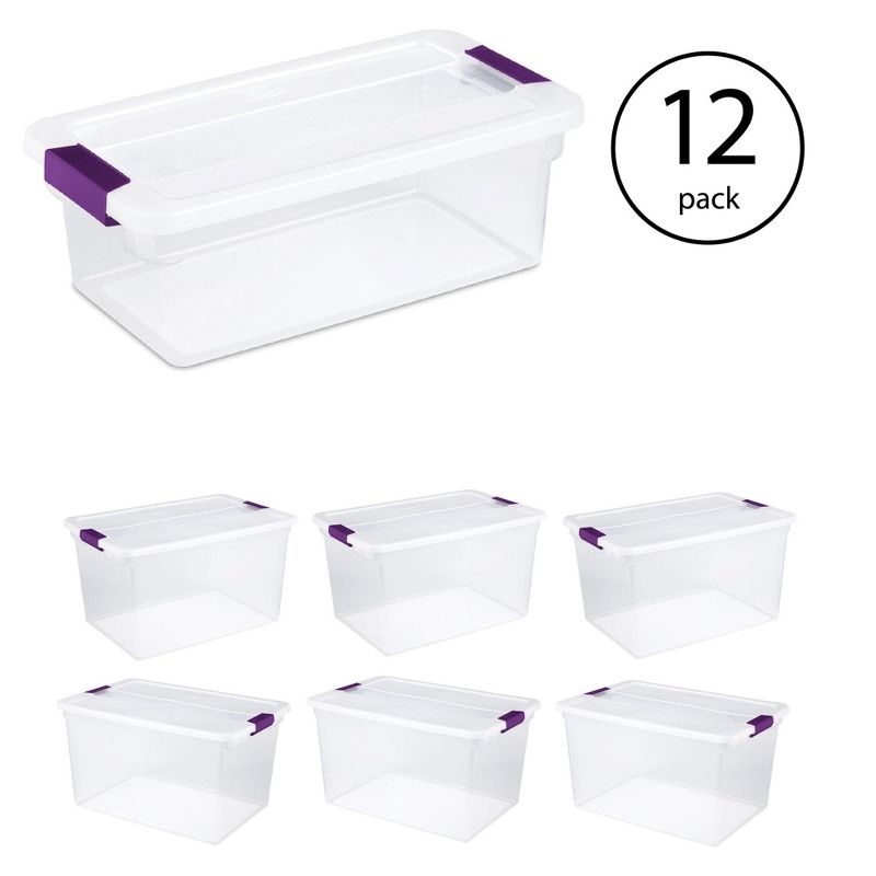 Sterilite 66 Quart Clear Latch Lid Storage Container Tote, 6 Pack, and 6 Quart Clear Latch Lid Storage Container Tote, 12 Pack for Home Organization, 2 of 7
