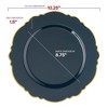 Smarty Had A Party 10.25" Navy with Gold Rim Round Blossom Disposable Plastic Dinner Plates (120 Plates) - 3 of 4