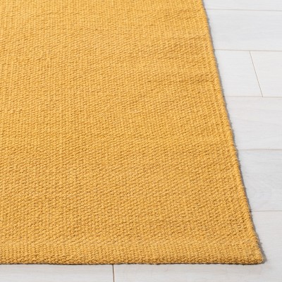 Gold and Ivory Handwoven Cotton Runner Rug, 2'3" x 8'