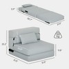 Folding Chair Bed with Pillow, Modern Linen Sleeper Sofa Bed for Living Room, Dorm, Guest Use - 3 of 4