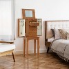 BestMassage Wooden Jewelry Cabinet with Flip Mirror 5 Drawers 2 Side Doors 8 Necklace Hooks, Brown - 2 of 4