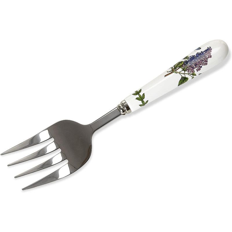 Portmeirion Botanic Garden Serving Fork, 9 Inch Stainless Steel Serving Fork with Porcelain Handle, Garden Lilac Motif, 1 of 5