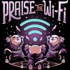 Junior's Design By Humans Praise the Wifi Funny Evil Worship Cats By EduEly T-Shirt - 2 of 3