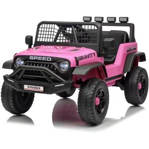 12V Kids Electric Ride-On Truck - Parent Remote Control, 3 Speed Settings, LED Lights & Music Player for Children Ages 3-6 Years - 1 of 4