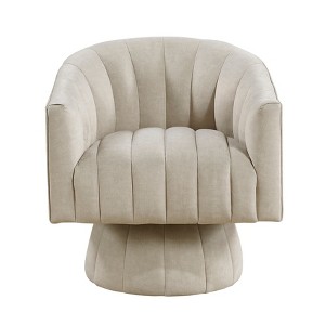 Maliang Dark Gray Velvet Accent Chair Modern Luxury Living Room Furniture, 1pc Swivel Chair Comfortable Barrel Back - 1 of 4