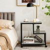 Costway 2 PCS 3 Tier Side Table W/ Casters Mobile End Table Storage Living Room Bedroom - 4 of 4