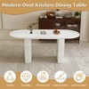 Airsurfer Dining Table, 62.9 Inch Farmhouse Kitchen Table with Wood Strip Base,Round Pedestal Dining Room Table for Living Space - 4 of 4