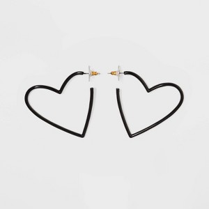 SUGARFIX by BaubleBar Coated Heart Hoop Earrings - Black, Women