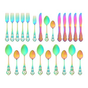 REGALWOVEN 24 Piece Stainless Steel Floral Flatware Set Silverware Set for 6 - 1 of 4