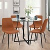 Hana + Bingo 5-Piece Round Clear Glass Dining Table Set with 4 Upholstered Chairs Black Legs - Maison Boucle - 2 of 4