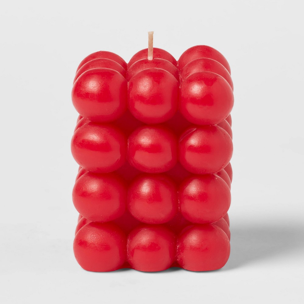 Photos - Figurine / Candlestick 3.5" Unscented Bubble Sculpture Candle Ripe Red 12oz - Opalhouse™